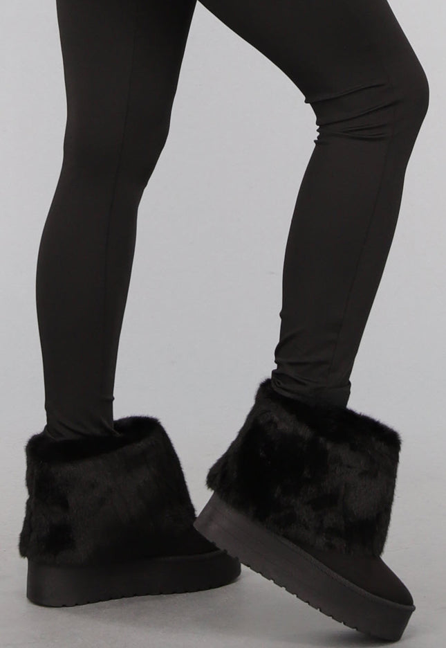 SALE30 Korte Zwarte Faux Fur Snowboots