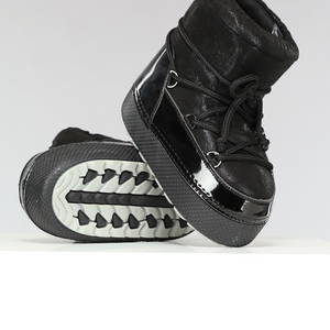 SALE30 Lage Zwarte Glitterende Snowboots met Lak Detail