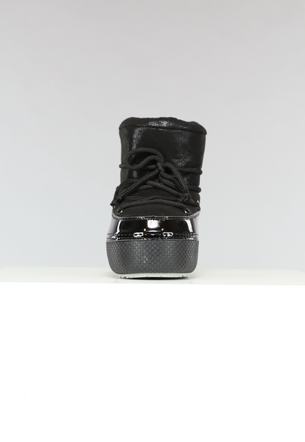 SALE30 Lage Zwarte Glitterende Snowboots met Lak Detail