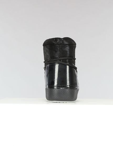 SALE30 Lage Zwarte Glitterende Snowboots met Lak Detail