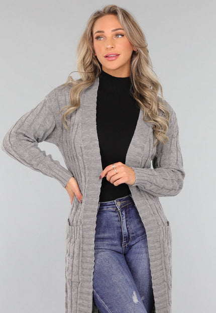 SALE30 Lang Grijs Vest met Zakken