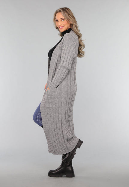 SALE30 Lang Grijs Vest met Zakken