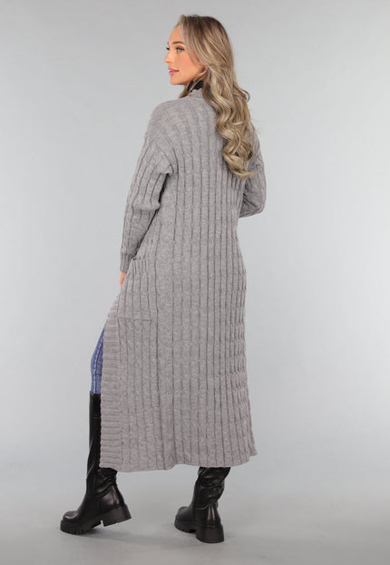 SALE30 Lang Grijs Vest met Zakken