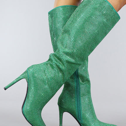 SALE30 Lange Groene Glitter Laarzen
