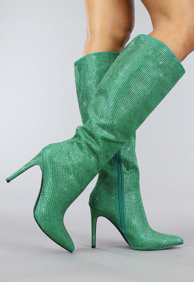 SALE30 Lange Groene Glitter Laarzen