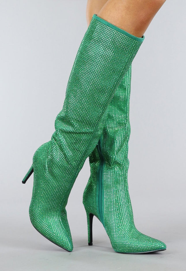 SALE30 Lange Groene Glitter Laarzen