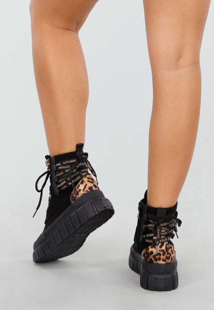 SALE30 Leopard Suede Bikerbooks met Sierveters en Rits