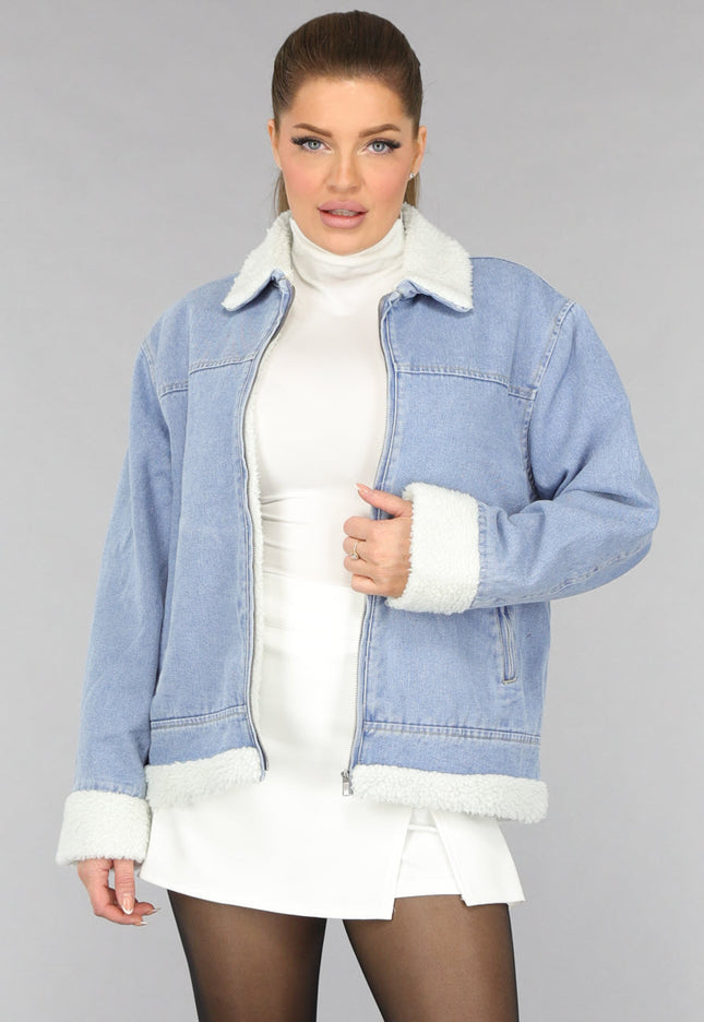 SALE30 Lichtblauw Teddy Spijkerjasje