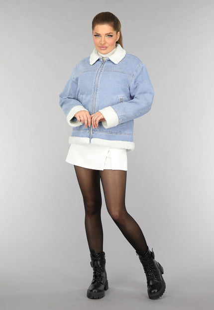 SALE30 Lichtblauw Teddy Spijkerjasje