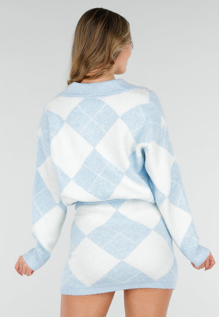 SALE30 Lichtblauwe Gebreide Two Piece Set