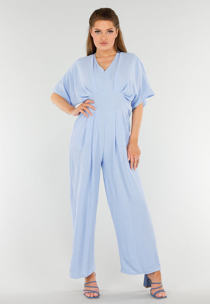 SALE30 Lichtblauwe Getailleerde Jumpsuit
