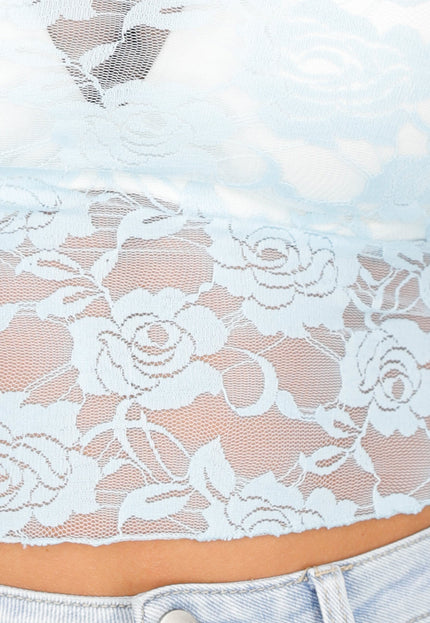 SALE30 Lichtblauwe Kanten Langsleeve Crop Top
