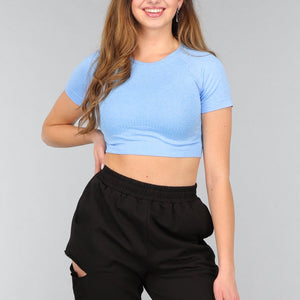 SALE30 Lichtblauwe Korte Short Sleeve Sporttop