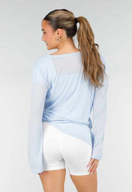 SALE30 Lichtblauwe Longsleeve Top met Trekkoord