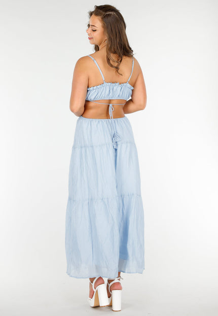 SALE30 Lichtblauwe Maxi Jurk met Spaghettibandjes
