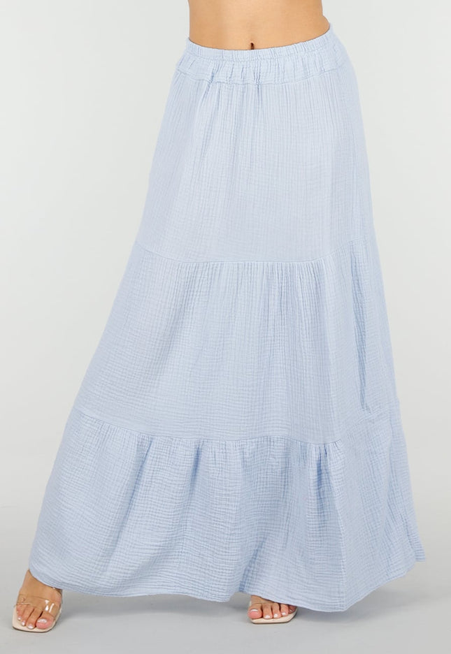 SALE30 Lichtblauwe Mousseline Maxi Rok
