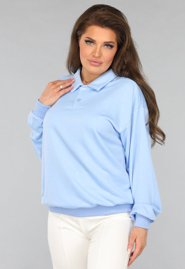 SALE30 Lichtblauwe Trui met Omgeslagen Kraag