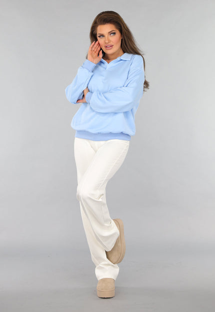 SALE30 Lichtblauwe Trui met Omgeslagen Kraag