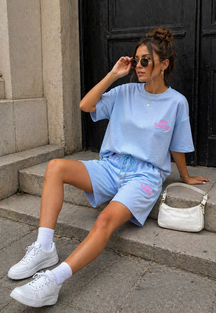 SALE30 Lichtblauwe Two Piece Set met Shorts