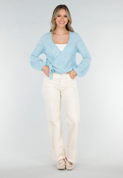 SALE30 Lichtblauwe Wikkel Vest met Strikdetail