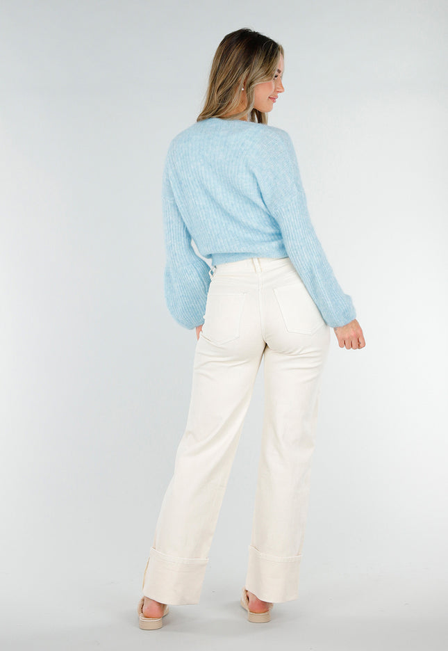 SALE30 Lichtblauwe Wikkel Vest met Strikdetail