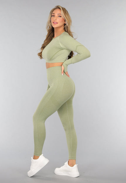 SALE30 Lichtgroene Cropped Longsleeve Sporttop