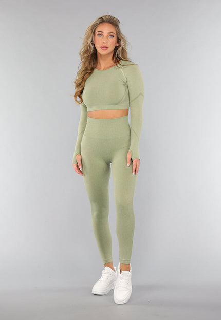 SALE30 Lichtgroene Cropped Longsleeve Sporttop