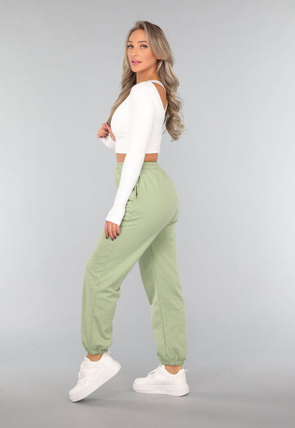 SALE30 Lichtgroene Joggingbroek met Open Detail