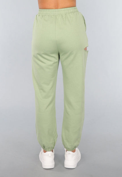 SALE30 Lichtgroene Joggingbroek met Open Detail