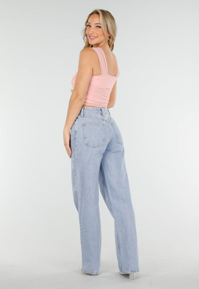 SALE30 Lichtroze Mesh Stretch Top