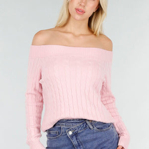 SALE30 Lichtroze Off Shoulder Trui