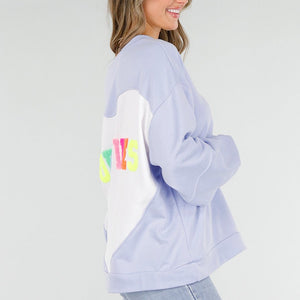 SALE30 Lila Sweater met Good Vibes Print