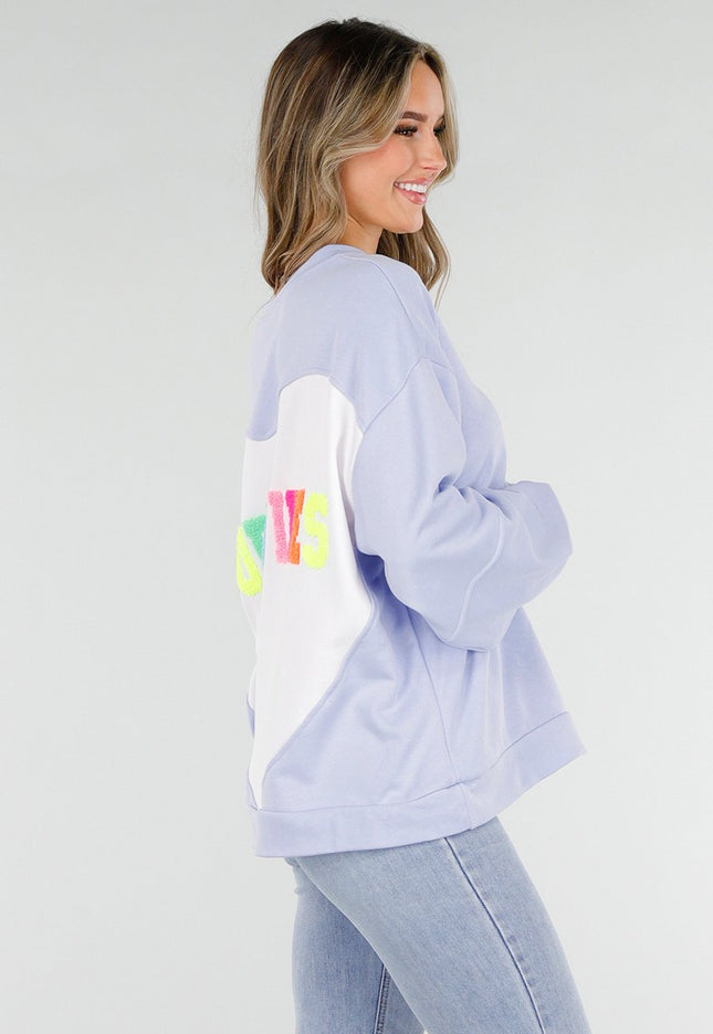 SALE30 Lila Sweater met Good Vibes Print