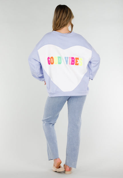 SALE30 Lila Sweater met Good Vibes Print