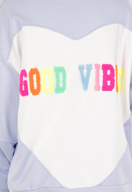 SALE30 Lila Sweater met Good Vibes Print
