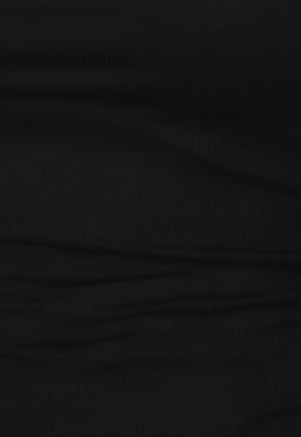 SALE30 Longsleeve Ribstof Top met Col in Zwart
