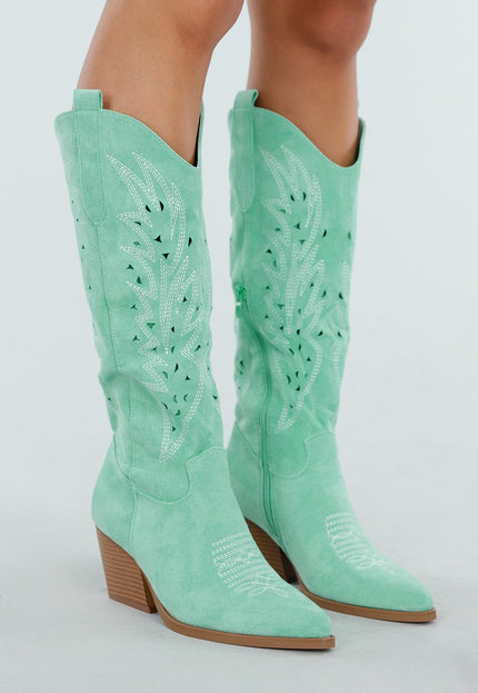 SALE30 Mint Suèdelook Cowboylaarzen