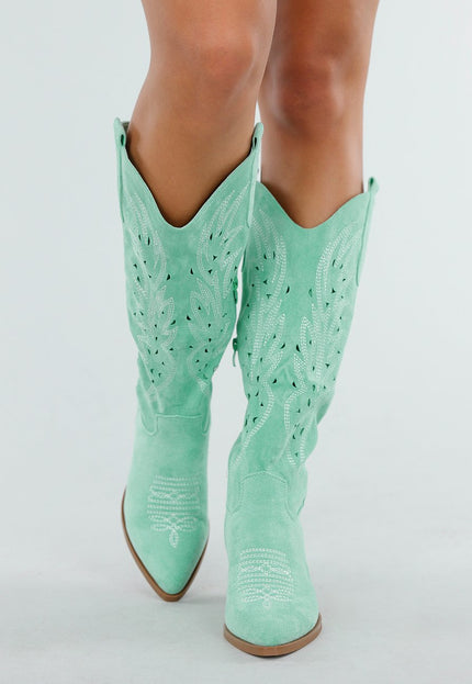 SALE30 Mint Suèdelook Cowboylaarzen