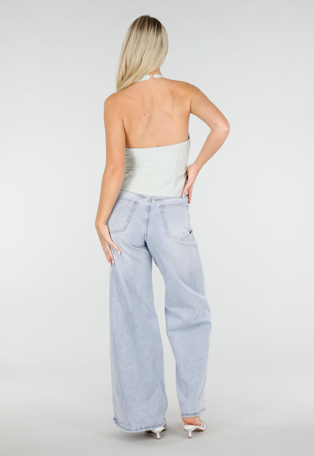 SALE30 Mintgroene Halter Top met Open Rug