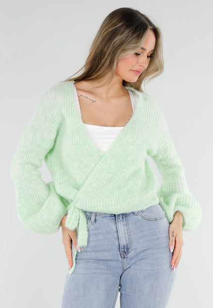 SALE30 Mintgroene Wikkel Vest met Ballonmouwen