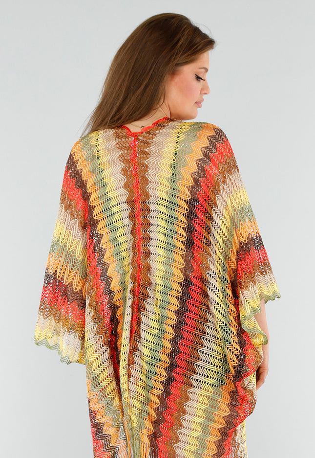 SALE30 Multicolor Kimono met Franjes