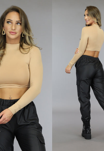 SALE30 Nude Longsleeve Crop Top