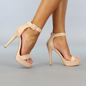 SALE30 Nude Stiletto Sandaletten met Plateau