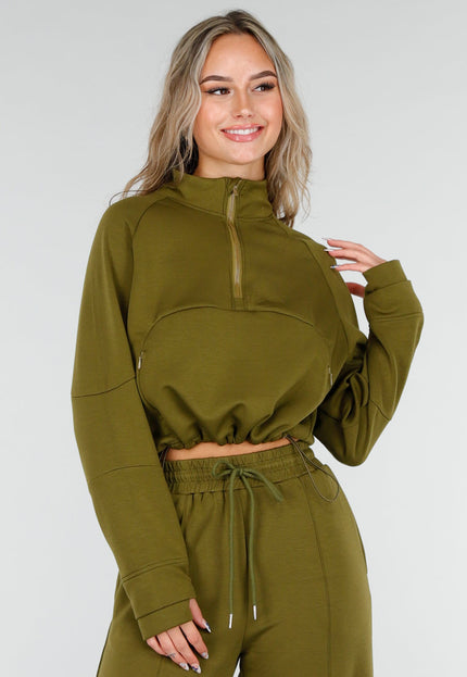 SALE30 Olijfgroene Cropped Trui