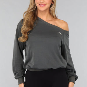 SALE30 One Shoulder Antraciet Trui