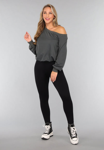 SALE30 One Shoulder Antraciet Trui
