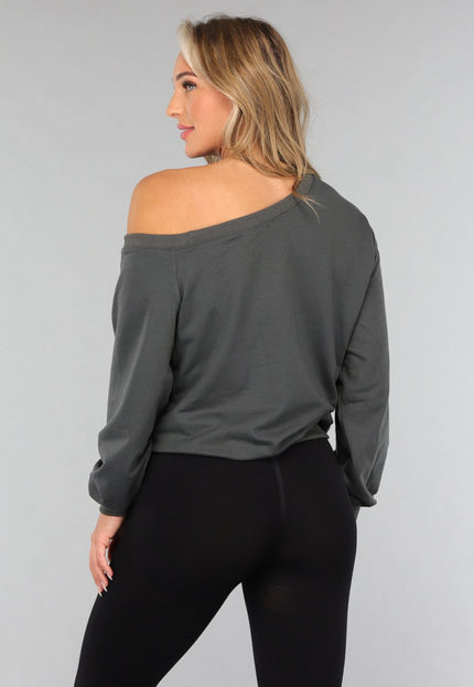 SALE30 One Shoulder Antraciet Trui