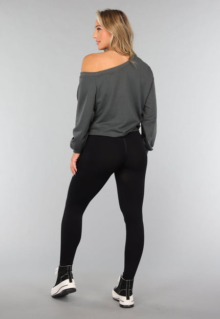 SALE30 One Shoulder Antraciet Trui