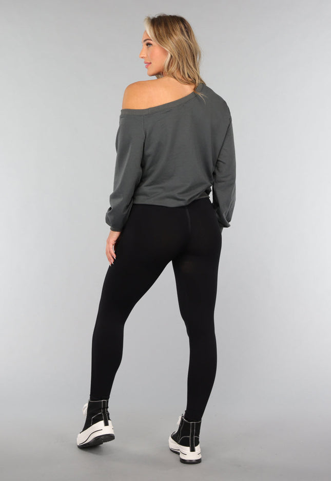 SALE30 One Shoulder Antraciet Trui