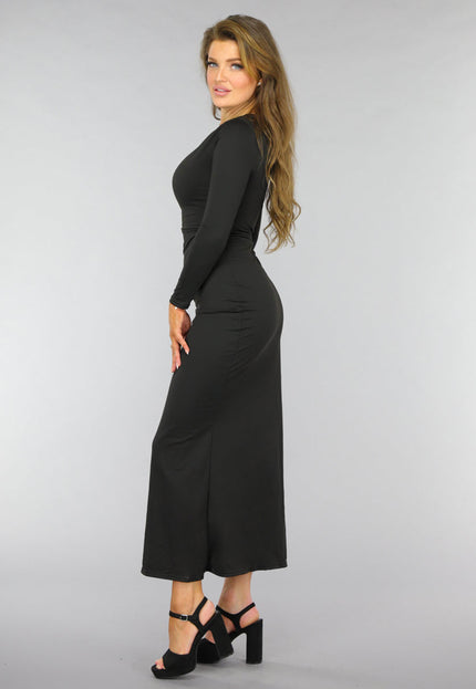 SALE30 One Shoulder Split Jurk met Ruffles